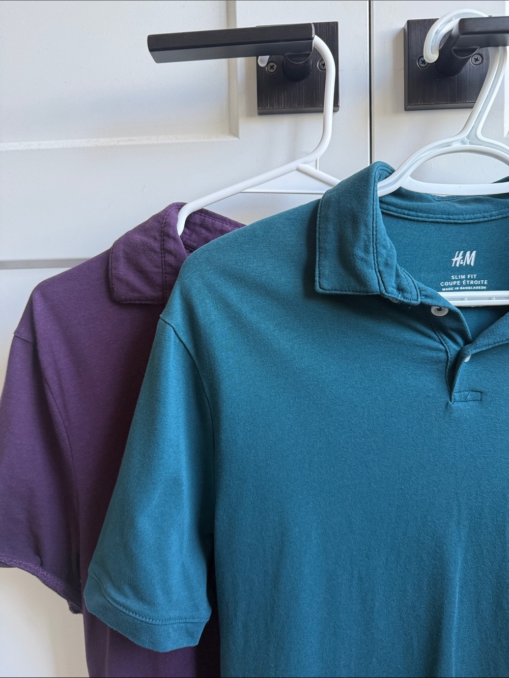 H&M Teal and Purple Slim Fit Polos (SET of 2)